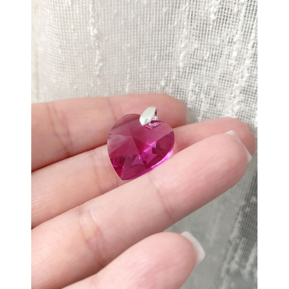 Підвіска серце 18мм Swarovski Fuchsia