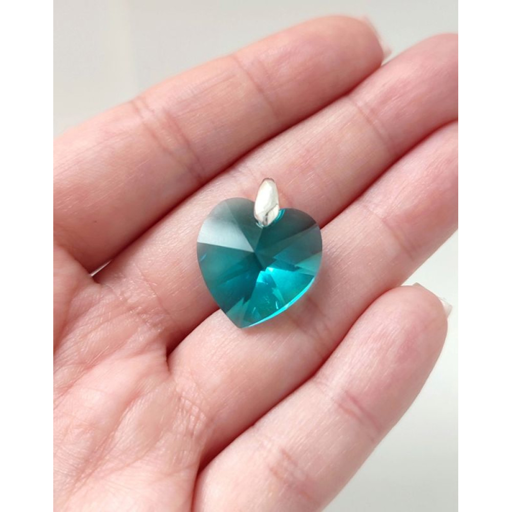Підвіска серце 18мм Swarovski Blue Zircon