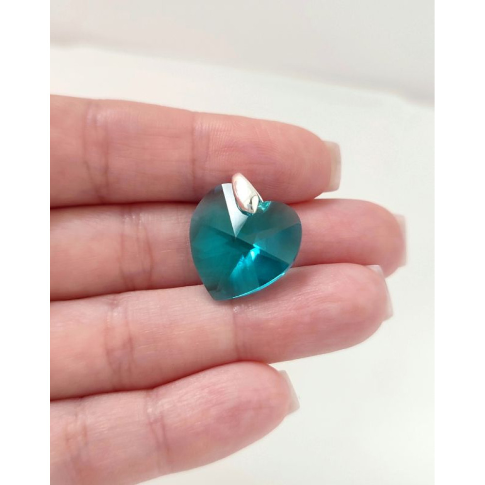 Підвіска серце 18мм Swarovski Blue Zircon