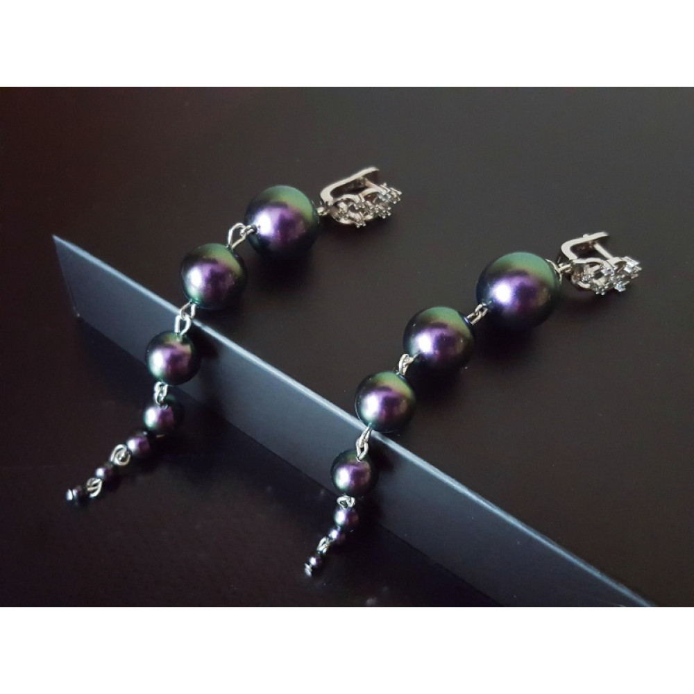 Сережки Purple с перлами Сваровськи