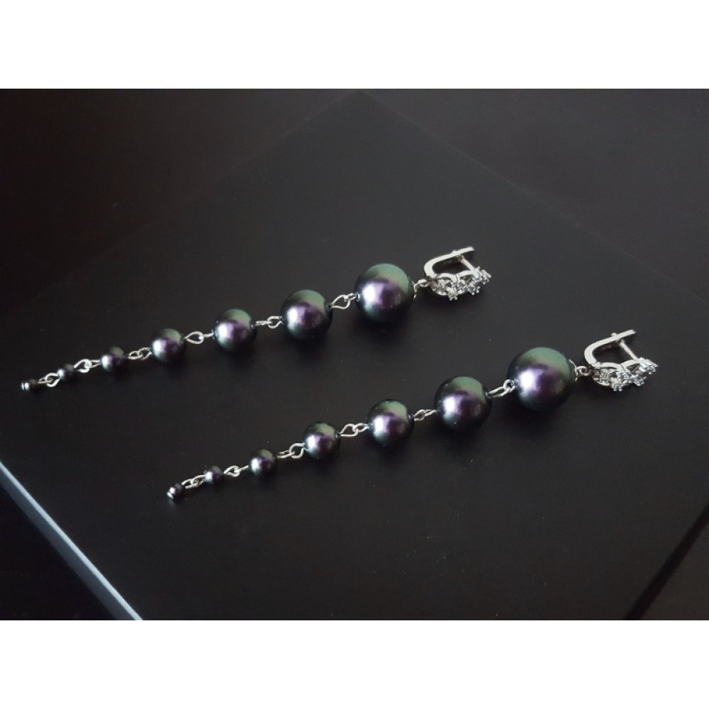 Сережки Purple с перлами Сваровськи