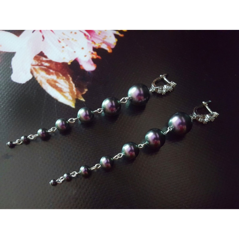 Сережки Purple с перлами Сваровськи