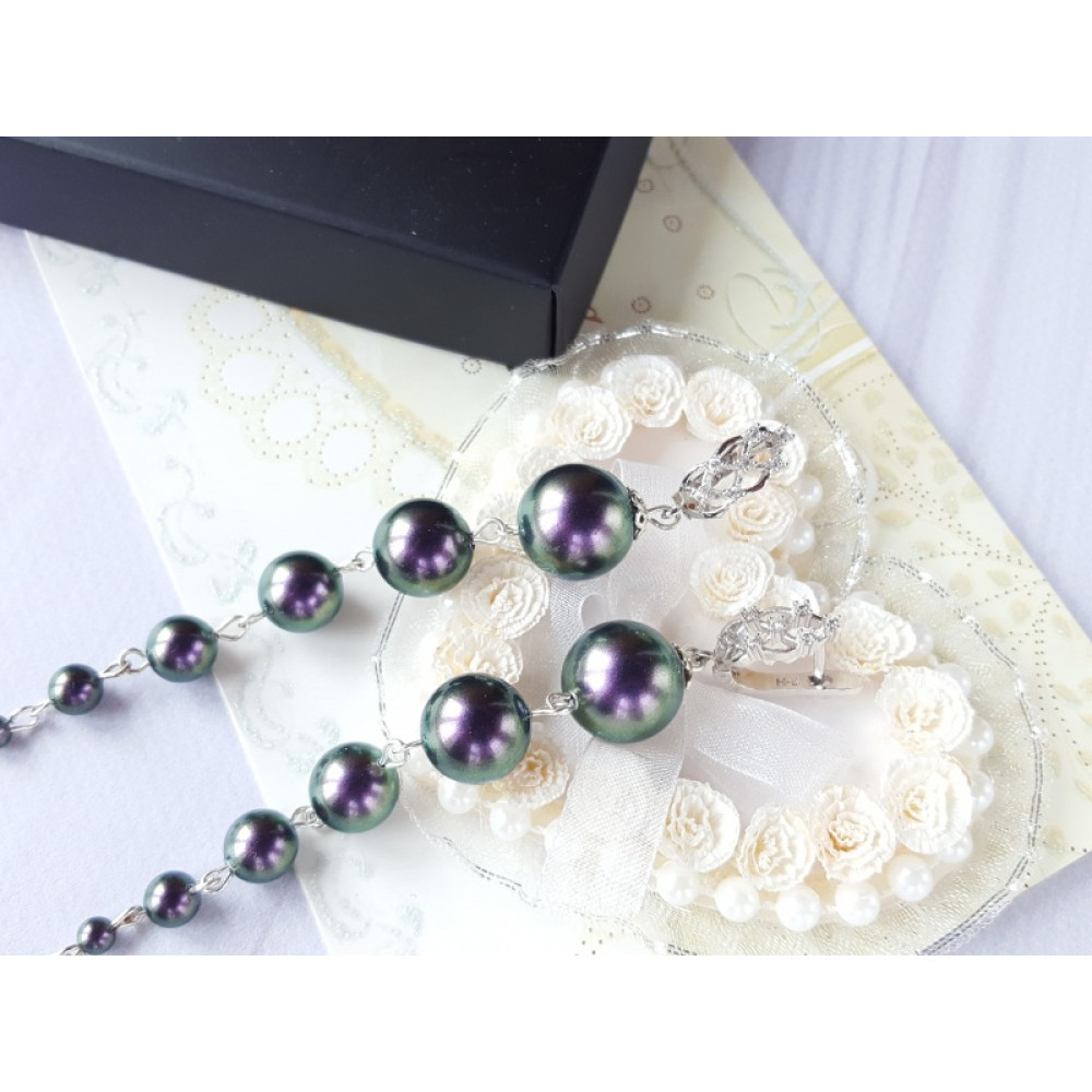 Сережки Purple с перлами Сваровськи