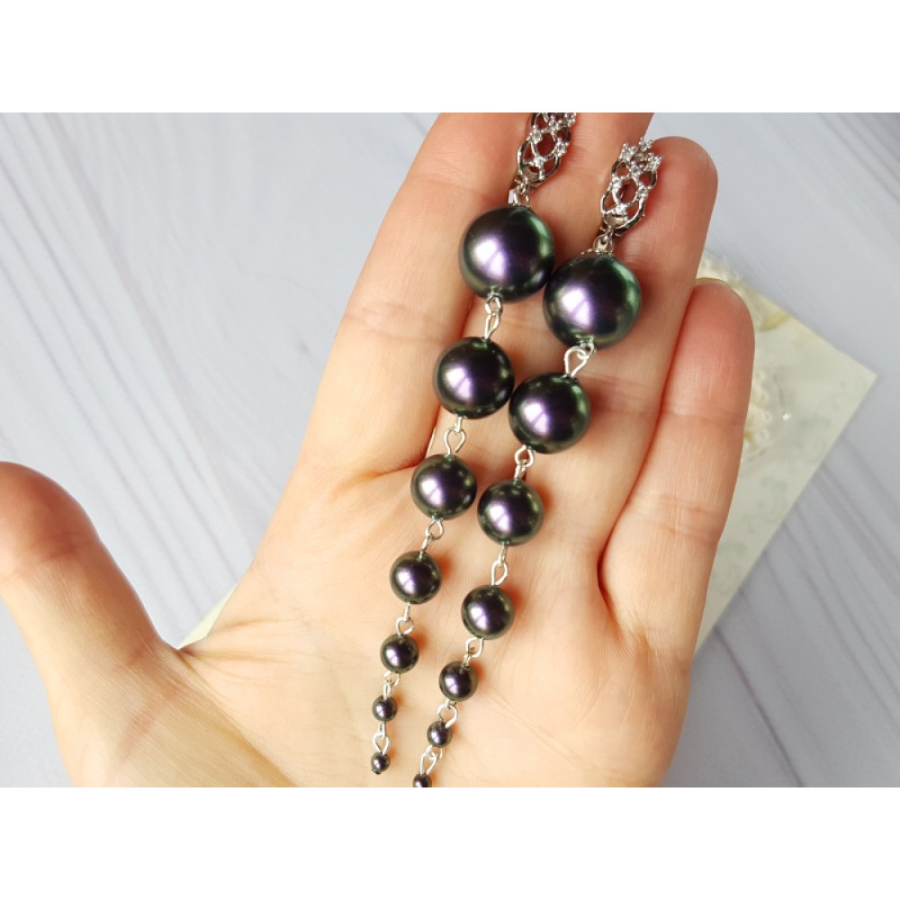 Сережки Purple с перлами Сваровськи