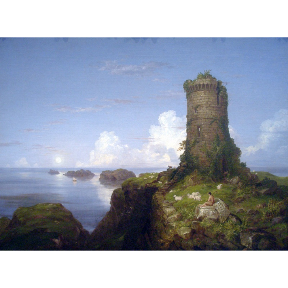 Вид на італійське узбережжя із зруйнованою вежею