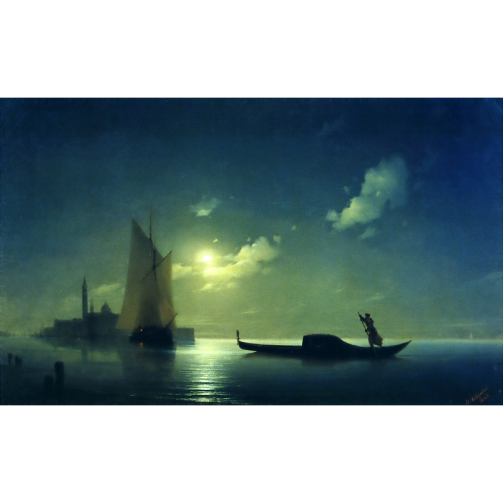 Гондольєр на морі вночі