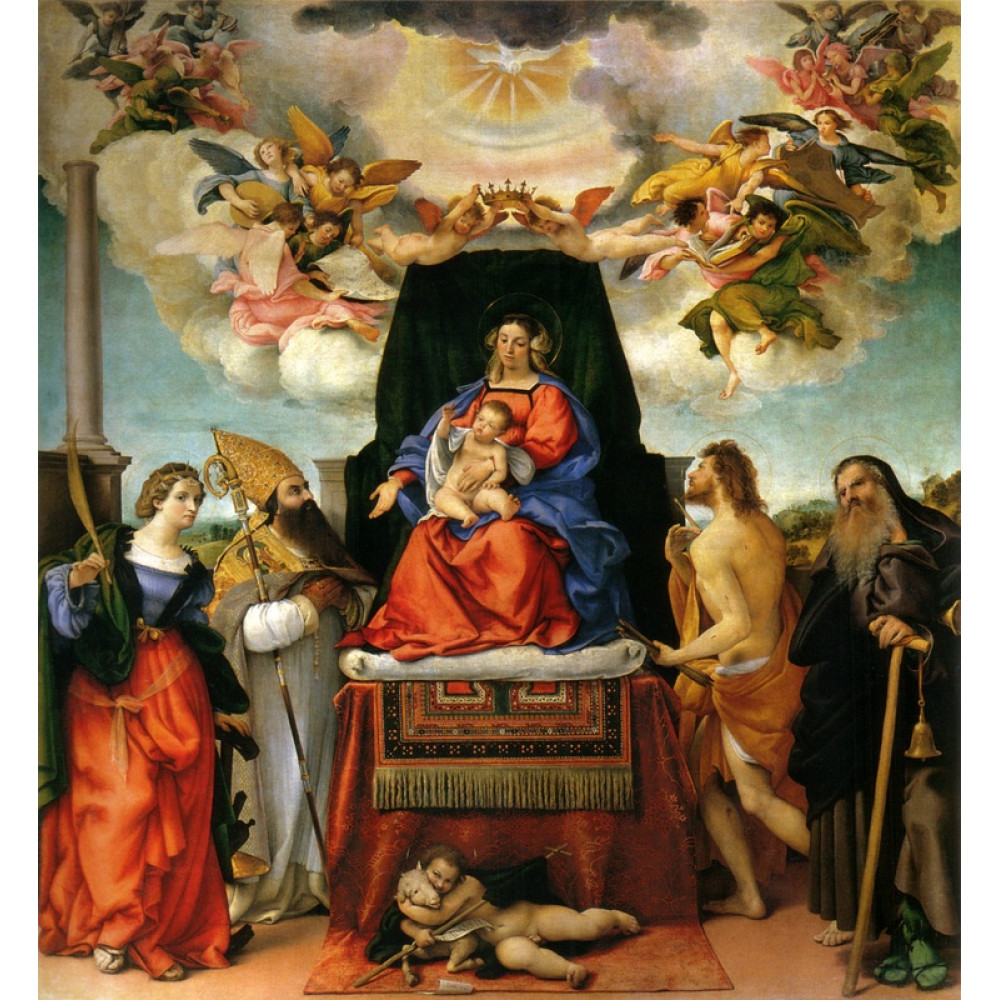 Enthroned Madonna with angels and saints st catherine of alexandria and st augustine