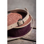 Шкіряна сумка ручної роботи "Мальва" Слонова кістка+фіолетова+бежева